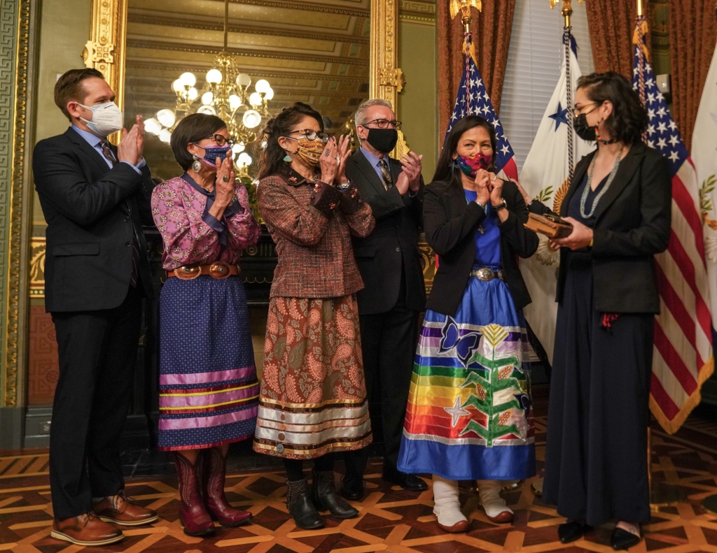 What the Ribbon Skirt Means to Agnes Woodward, Creator of Deb Haaland’s Swearing In Ceremony Ensemble